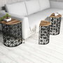 Hanah Home Stil Metal Ferforje - Juego de 3 mesas nido Nogal y Negro